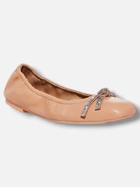 Stuart Weitzman Women's Pink Bow Slip On Ballet Flats Size 7B